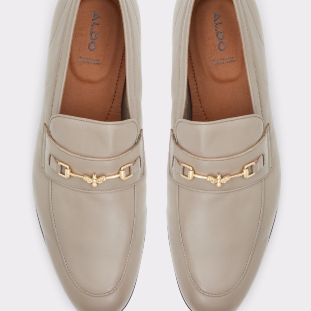 Aldo Cream Loafers with Gold Bee Ornament
